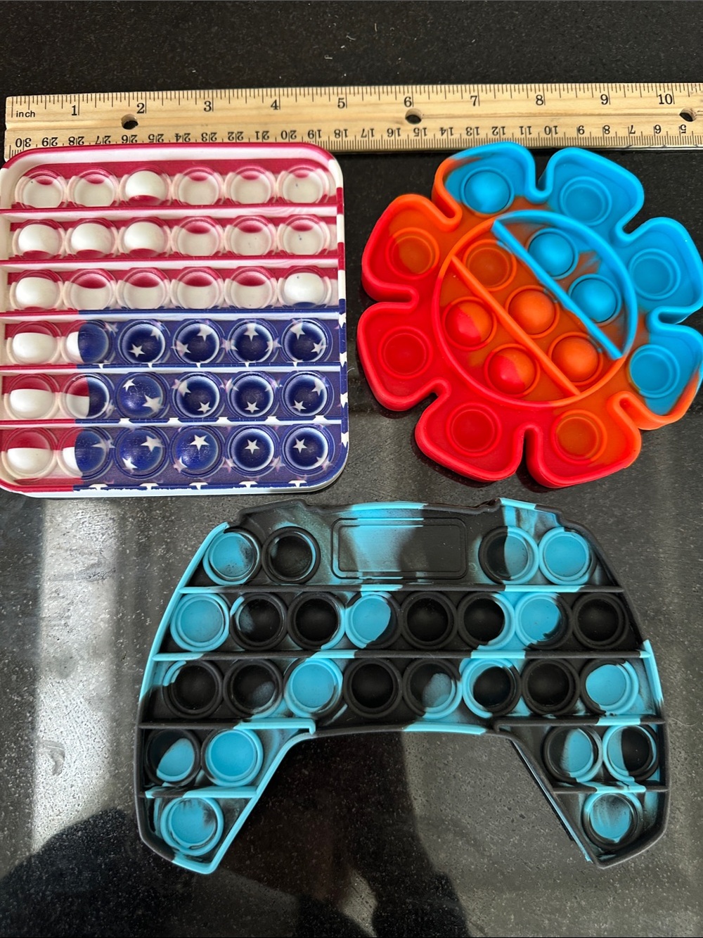 3-Pack Colorful Silicone Pop-It Fidget Toys -